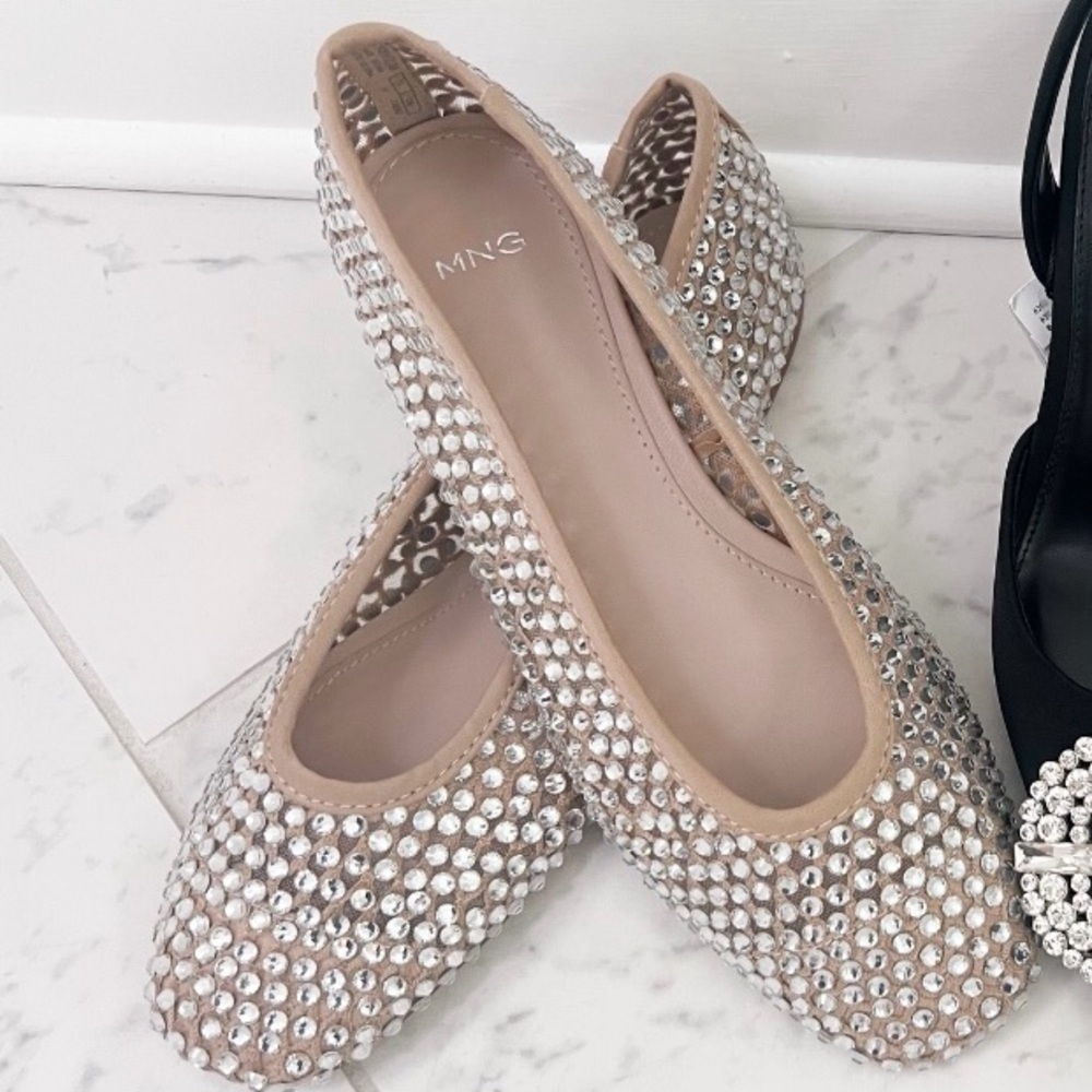 NEW! Mango Rhinestone Ballerina Flats
